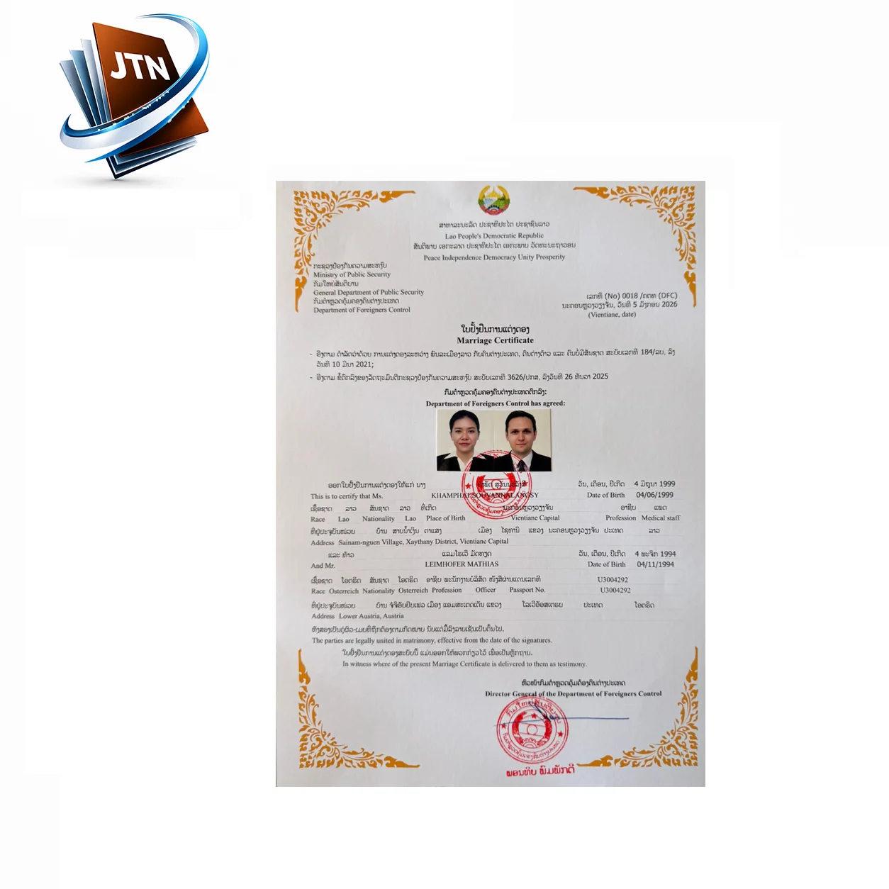 Marriage Registration Laos